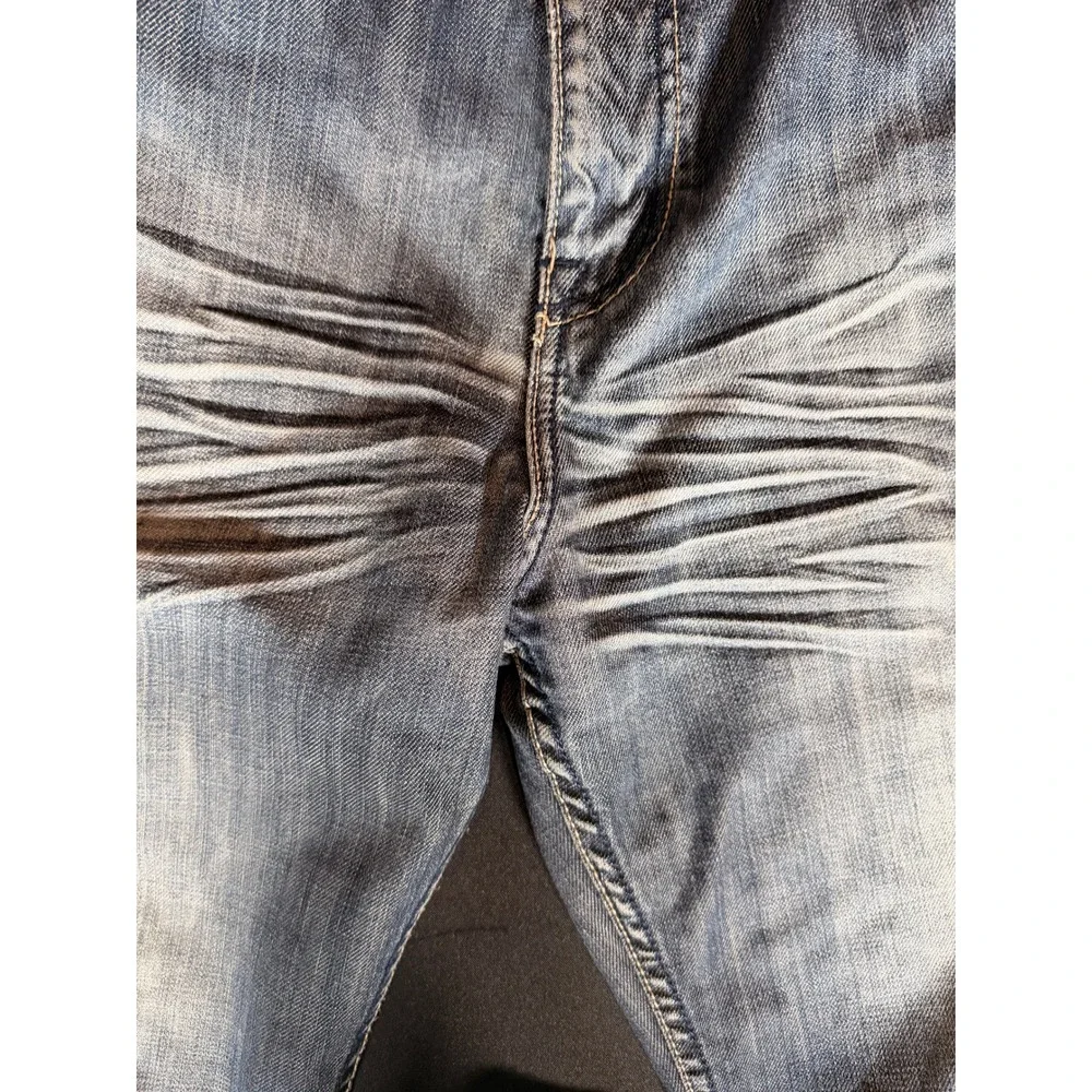 Ecko Unltd Relaxed Straight Leg Jeans Blue Whiskered Denim Sz 38 Y2K Streetwear